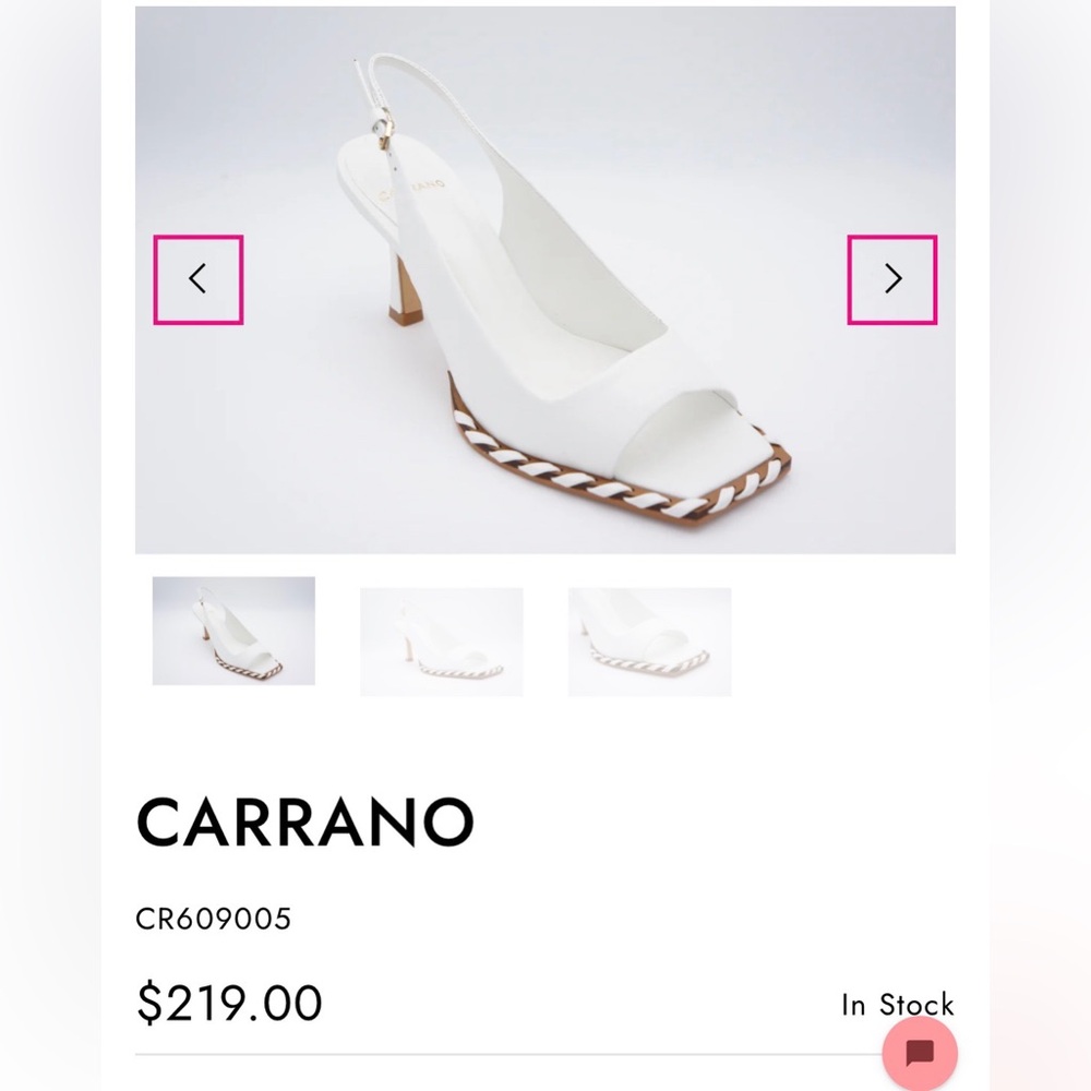 Carrano Leone White Slingback Heels - NEW Size 7.5